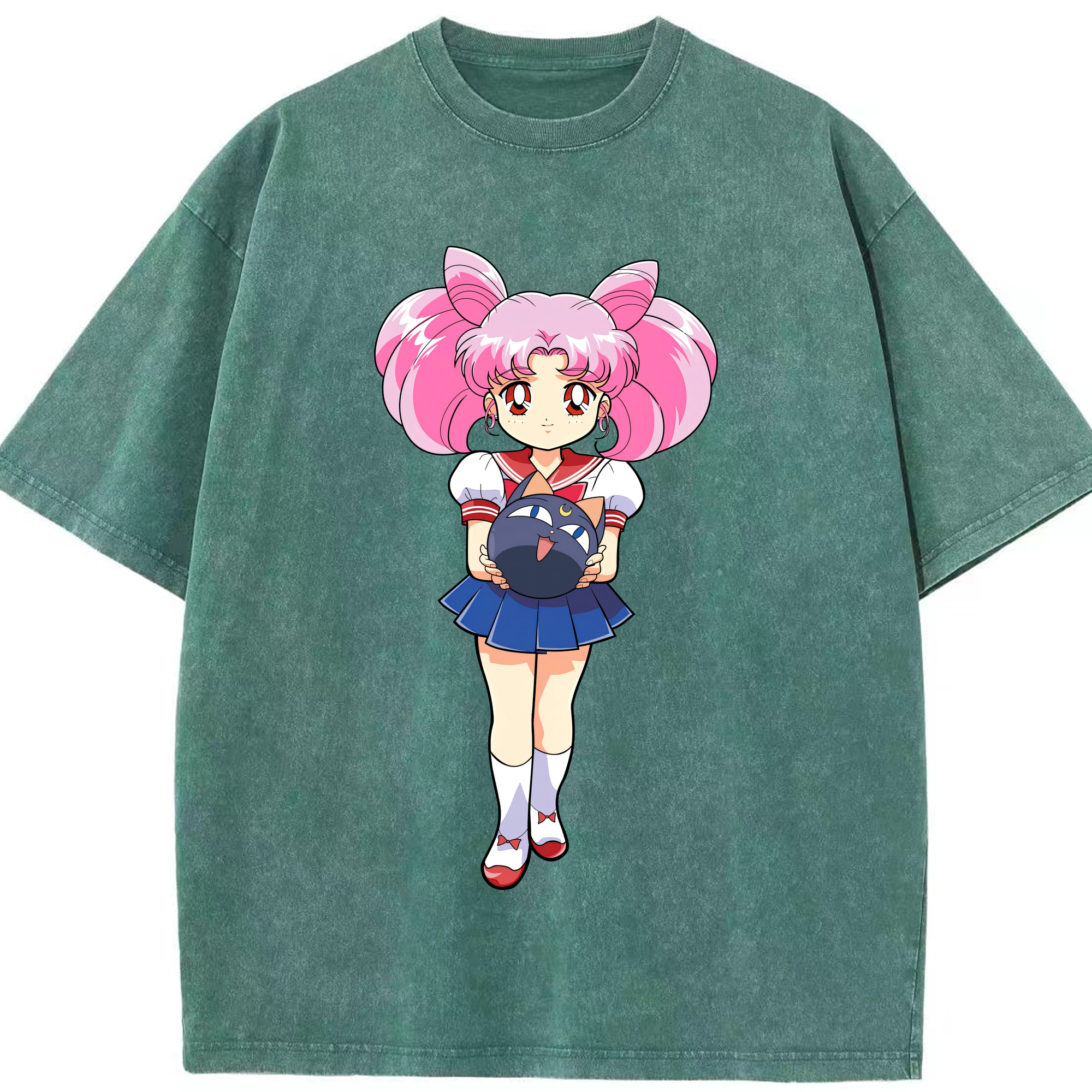 （画像用） 美少女戦士セーラームーン ちびうさ Sailor Moon Chibiusa Tsukino Usagi Small Lady Serenity 綿100% ヴィンテージ風 半袖Tシャツ（フロントプリント）